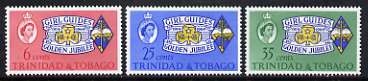 Trinidad & Tobago 1964 Golden Jubilee of Trinidad & Tobago Girl Guides' Association set of 3 unmounted mint, SG 308-10, stamps on , stamps on  stamps on scouts, stamps on  stamps on guides