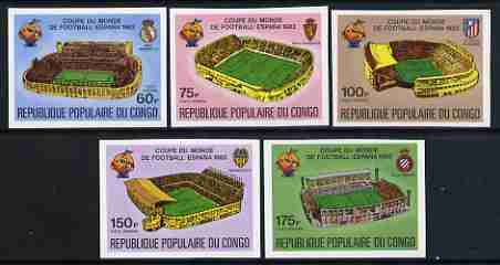 Congo 1980 World Cup Championships, Spain imperf set of 5 showing Spanish football grounds, as SG 726-30 unmounted mint, stamps on , stamps on  stamps on football, stamps on  stamps on stadia, stamps on  stamps on sport