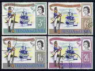 Tristan da Cunha 1966 150th Anniversary of Tristan Garrison set of 4 fine cto used, SG 93-96*, stamps on ships, stamps on militaria