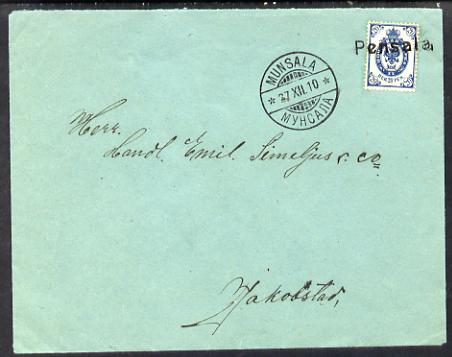 Finland 1910 cover cancelled PENSALA, most attractive, stamps on 