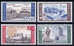 Belgium 1966 Cultural Series set of 4 historic buildings unmounted mint, SG 1978-81, stamps on , stamps on  stamps on religion, stamps on  stamps on churches, stamps on  stamps on heritage, stamps on  stamps on buildings