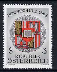 Austria 1966 Inauguration of Linz University 3s unmounted mint, SG 1492, stamps on , stamps on  stamps on arms, stamps on  stamps on heraldry, stamps on  stamps on education