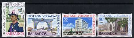 Barbados 1967 1st Anniversary of Independence set of 4 unmounted mint, SG 367-70, stamps on , stamps on  stamps on architecture, stamps on  stamps on 