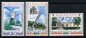 Barbados 1968 World Meteorological Day set of 3 unmounted mint, SG 372-74, stamps on weather, stamps on arms, stamps on heraldry, stamps on radar