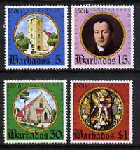 Barbados 1975 150th Anniversary of Anglican Diocese set of 4 unmounted mint, SG 526-29, stamps on , stamps on  stamps on religion, stamps on  stamps on churches, stamps on  stamps on stained glass