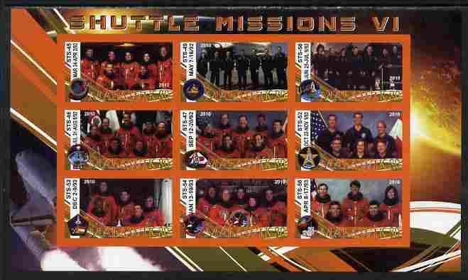 Malawi 2010 Space Shuttle Missions #06 imperf sheetlet containing 9 values unmounted mint, stamps on , stamps on  stamps on space, stamps on  stamps on shuttle