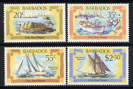 Barbados 1982 Early Marine Transport set of 4 unmounted mint, SG 701-04, stamps on , stamps on  stamps on ships