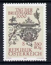 Austria 1969 Post-house Sign 3s50 + 80g Stamp Day unmounted mint, SG 1571, stamps on , stamps on  stamps on postal