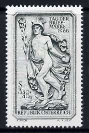 Austria 1968 Mercury 3s50 + 80g Stamp Day unmounted mint, SG 1536, stamps on , stamps on  stamps on postal, stamps on  stamps on mythology