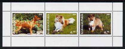 Karakalpakia Republic 2001 Dogs perf sheetlet containing set of 3 values unmounted mint, stamps on , stamps on  stamps on dogs