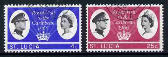 St Lucia 1966 Royal Visit set of 2 fine used, SG 220-21, stamps on , stamps on  stamps on royalty, stamps on  stamps on royal visits