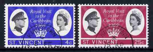 St Vincent 1966 Royal Visit set of 2 fine used, SG 250-51, stamps on royalty, stamps on royal visits