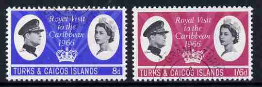 Turks & Caicos Islands 1966 Royal Visit set of 2 fine used, SG 266-67, stamps on , stamps on  stamps on royalty, stamps on  stamps on royal visits