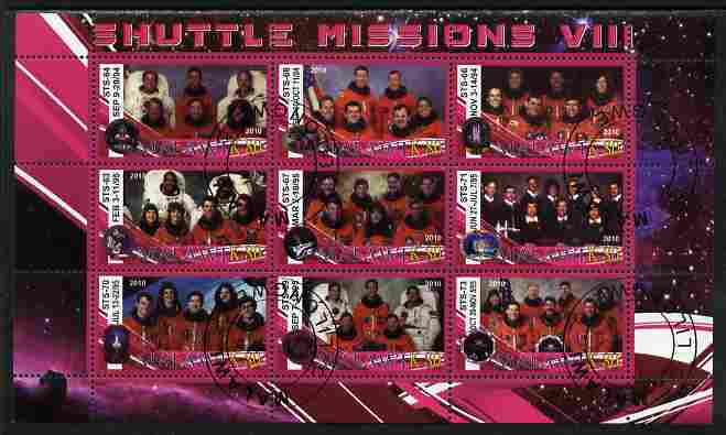 Malawi 2010 Space Shuttle Missions #08 perf sheetlet containing 9 values fine cto used, stamps on space, stamps on shuttle