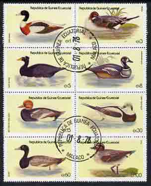 Equatorial Guinea 1978 Water Birds set of 8 fine cto used (Mi 1444-51A) , stamps on birds, stamps on ducks