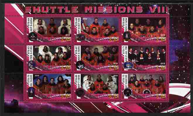 Malawi 2010 Space Shuttle Missions #08 perf sheetlet containing 9 values unmounted mint, stamps on , stamps on  stamps on space, stamps on  stamps on shuttle
