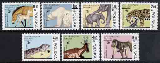 Poland 1978 50th Anniversary of Warsaw Zoo set of 6 unmounted mint, SG 2578-84, stamps on , stamps on  stamps on animals, stamps on  stamps on cats, stamps on  stamps on jaguars, stamps on  stamps on horses, stamps on  stamps on polar bears, stamps on  stamps on elephants, stamps on  stamps on seals, stamps on  stamps on apes