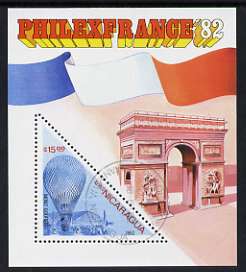 Nicaragua 1982 Mont Golfiere 15 cor triangular in m/sheet issued for Philexfrance 82 fine cto used, SG MS 2367, stamps on , stamps on  stamps on stamp exhibitions, stamps on  stamps on heritage, stamps on  stamps on triangulars