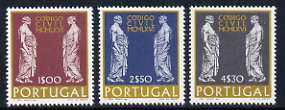 Portugal 1967 New Civil Law Code set of 3 showing Roman Senators, unmounted mint, SG 1319-21, stamps on , stamps on  stamps on , stamps on  stamps on  law , stamps on  stamps on 