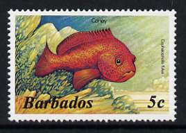 Barbados 1986-7 5c Coney unmounted mint, SG 796A (gutter pairs pro rata), stamps on fish