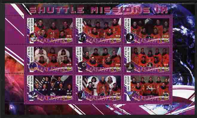 Malawi 2010 Space Shuttle Missions #09 perf sheetlet containing 9 values unmounted mint, stamps on , stamps on  stamps on space, stamps on  stamps on shuttle