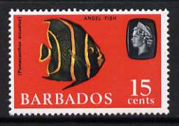Barbados 1966-69 Grey Angel Fish 15c (wmk sideways) unmounted mint, SG 350, stamps on fish