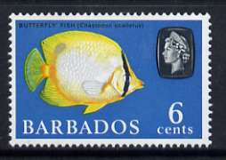 Barbados 1966-69 Spot-finned Butterflyfish 6c (wmk sideways) unmounted mint, SG 347, stamps on , stamps on  stamps on fish