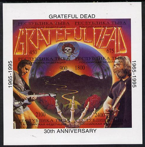 Touva 1995 Grateful Dead imperf set of 6 unmounted mint, stamps on , stamps on  stamps on music  personalities     pops    skulls, stamps on  stamps on guitar