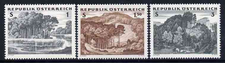 Austria 1962 'The Austrian Forest' set of 3 unmounted mint, SG 1389-91, stamps on , stamps on  stamps on trees, stamps on  stamps on lakes