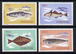 Faroe Islands 1983 Fishes set of 4 unmounted mint, SG 85-88, stamps on fish, stamps on haddock, stamps on halibut