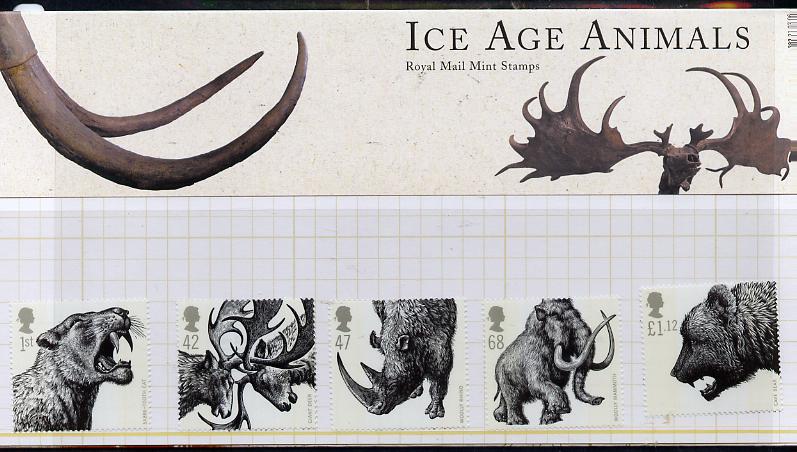 Great Britain 2006 Ice Age Animals perf set of 5 in official presentation pack unmounted mint SG 2615-19, stamps on , stamps on  stamps on animals.dinosaurs
