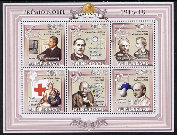 Guinea - Bissau 2009 Nobel Prize Winners - 1916-18 perf sheetlet containing 6 values unmounted mint, stamps on , stamps on  stamps on personalities, stamps on  stamps on nobel, stamps on  stamps on science, stamps on  stamps on literature, stamps on  stamps on medical, stamps on  stamps on peace, stamps on  stamps on red cross, stamps on  stamps on physics