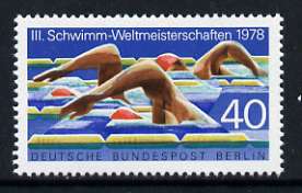 Germany - West Berlin 1978 Third World Swimming Championships 40pf unmounted mint, SG B555, stamps on , stamps on  stamps on sport, stamps on  stamps on swimming