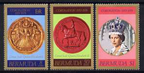 Bermuda 1978 Coronation Anniversary set of 3 unmounted mint, SG 384-86, stamps on royalty, stamps on horses