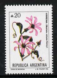 Argentine Republic 1985 Mutisia retusa (Virreina) 20a from Flowers def set, unmounted mint SG 1942b, stamps on flowers