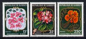 Djbouti 1978 Flowers set of 3 unmounted mint, SG 734-36, stamps on flowers