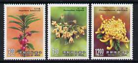 Taiwan 1988 Flowers (3rd series) set of 3 unmounted mint, SG 1809-11, stamps on , stamps on  stamps on flowers, stamps on  stamps on chrysanthemums