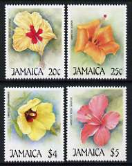 Jamaica 1987 Christmas - Flowers (2nd series), Hibiscus set of 4 unmounted mint, SG 703-06, stamps on , stamps on  stamps on flowers, stamps on  stamps on christmas