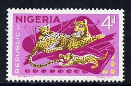 Nigeria 1969-72 Leopards 4d reprint def by NSP&M Co unmounted mint, SG 224*, stamps on cats, stamps on leopards