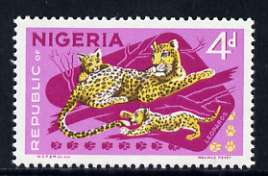Nigeria 1969-72 Leopards 4d reprint def by NSP&M Co unmounted mint, SG 224*, stamps on cats, stamps on leopards