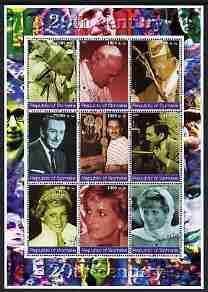 Somalia 2002 Personalities of the 20th Century #1 perf sheetlet containing 9 values, fine cto used (Pope, Walt Disney & Princess Diana), stamps on , stamps on  stamps on personalities, stamps on  stamps on millennium, stamps on  stamps on pope, stamps on  stamps on religion, stamps on  stamps on disney, stamps on  stamps on movies, stamps on  stamps on films, stamps on  stamps on royalty, stamps on  stamps on diana, stamps on  stamps on kennedy