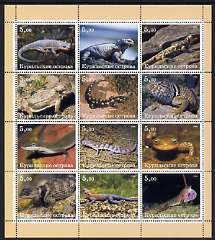 Kuril Islands 2000 Lizards perf sheetlet containing 12 values unmounted mint, stamps on lizards, stamps on reptiles