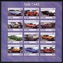 Komi Republic 2001 Old Cars #1 perf sheetlet containing set of 12 values unmounted mint, stamps on cars, stamps on 
