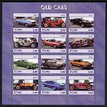 Komi Republic 2001 Old Cars #1 perf sheetlet containing set of 12 values unmounted mint, stamps on cars, stamps on 