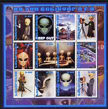 Tatarstan Republic 2002 UFOs perf sheetlet containing 12 values unmounted mint, stamps on sci-fi, stamps on ufo