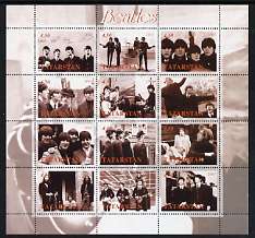 Tatarstan Republic 2001 The Beatles perf sheetlet containing set of 12 values unmounted mint, stamps on , stamps on  stamps on personalities, stamps on  stamps on entertainments, stamps on  stamps on music, stamps on  stamps on pops, stamps on  stamps on beatles, stamps on  stamps on 