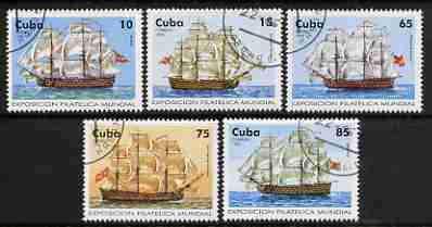 Cuba 1996 Capex 96 Stamp Exhibition (18th Century Sailing Ships) perf set of 5 values cto used, SG 4073-77, stamps on , stamps on  stamps on ships, stamps on  stamps on stamp exhibitions