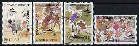 St Thomas & Prince Islands 1989 Barcelona '92 perf set of 4 values cto used, Mi  1123-26, stamps on , stamps on  stamps on olympics, stamps on  stamps on baseball, stamps on  stamps on running, stamps on  stamps on basketball, stamps on  stamps on tennis