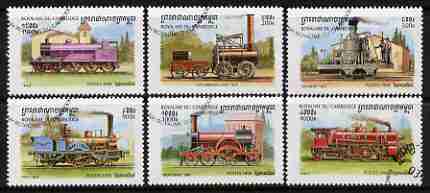 Cambodia 1999 Steam Railways perf set of 6 cto used, SG 1832-37, stamps on railways