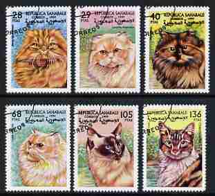 Sahara Republic 1999 Domestic Cats perf set of 6 cto used, stamps on cats